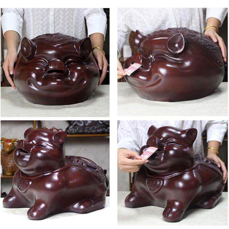 大号陶瓷存钱罐祇进不出礼品招财猪开 业乔迁礼物摆件存钱筒能存