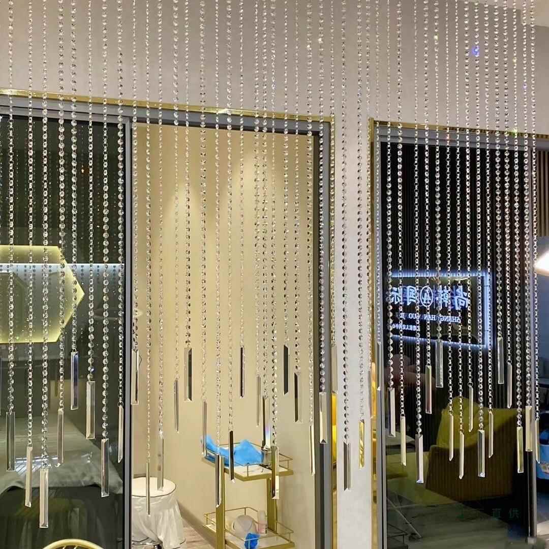 代极简晶珠帘F977H9SH卫生水间半墙装饰客厅玄关过道现轻打奢隔断
