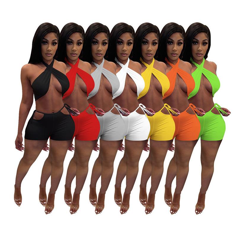 Suit Fashion Short Shorts Two-piece Color Solid Sexy