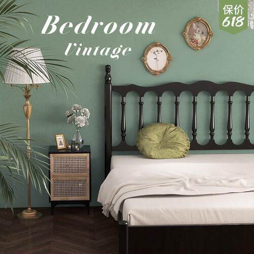 法式复古黑色实木温莎床简约1.8m主卧双人床现代1.5米民宿实木床