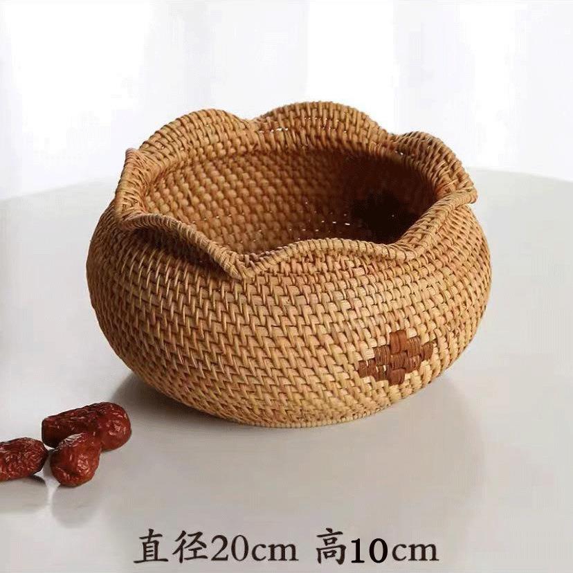 藤藤编果篮干果菜花收纳筐茶点收纳蓝装饰藤果篮、花编瓶编福袋收