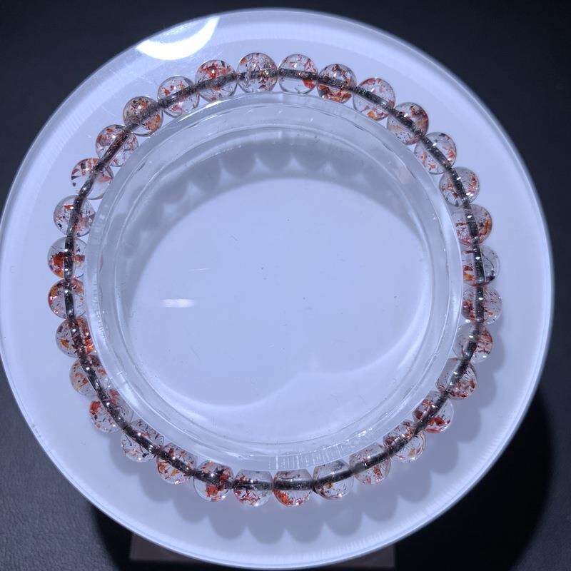 天然毒液红黑云母超七手链金草莓晶单圈水晶圆珠手串珠串规 5.7mm