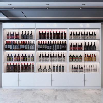 酒柜展示柜商用带锁防尘玻璃门红酒柜超市酒水货架带灯酒庄样品柜