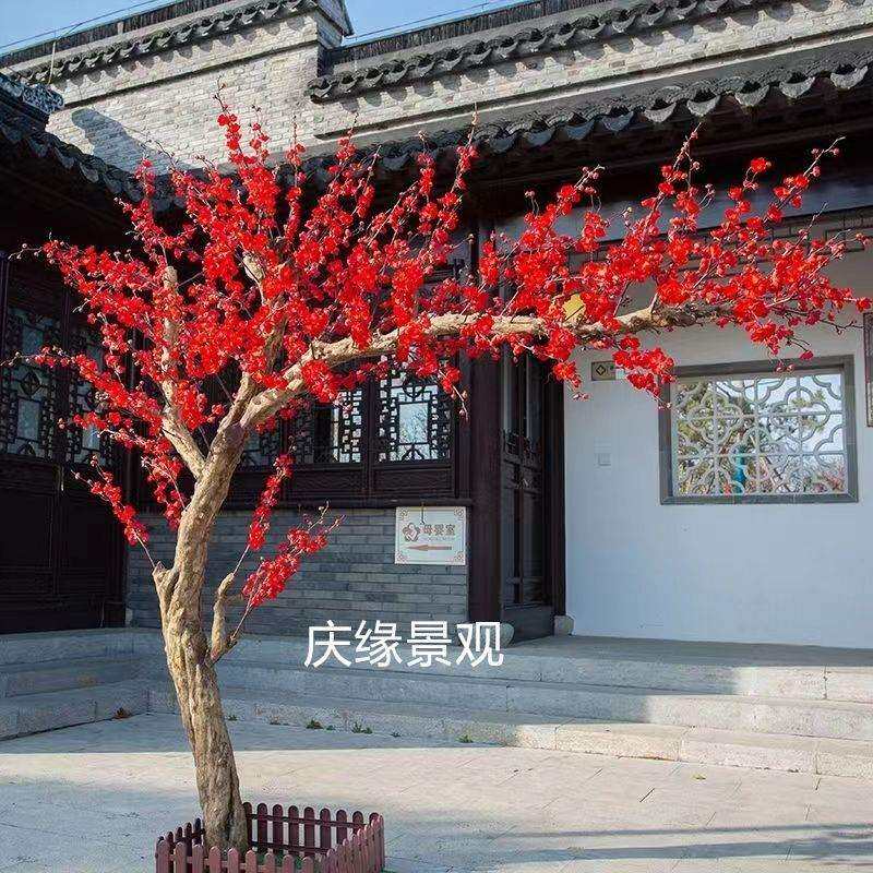 仿真梅花树腊梅花树冬季景观中式假树山水景观工程实木树客厅落地