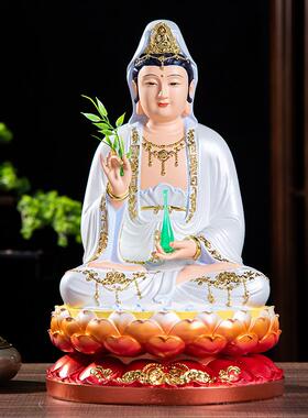 观音树脂佛像摆件彩绘贴金观世音菩萨神像寸寸寸寸