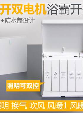 五开双电机吊顶浴霸专用开关带防水罩琴键双核卫生间浴室5开风暖