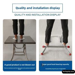 可折叠圆桌腿支架加厚不锈钢圆桌方桌架靠边站家用餐台脚简易折叠