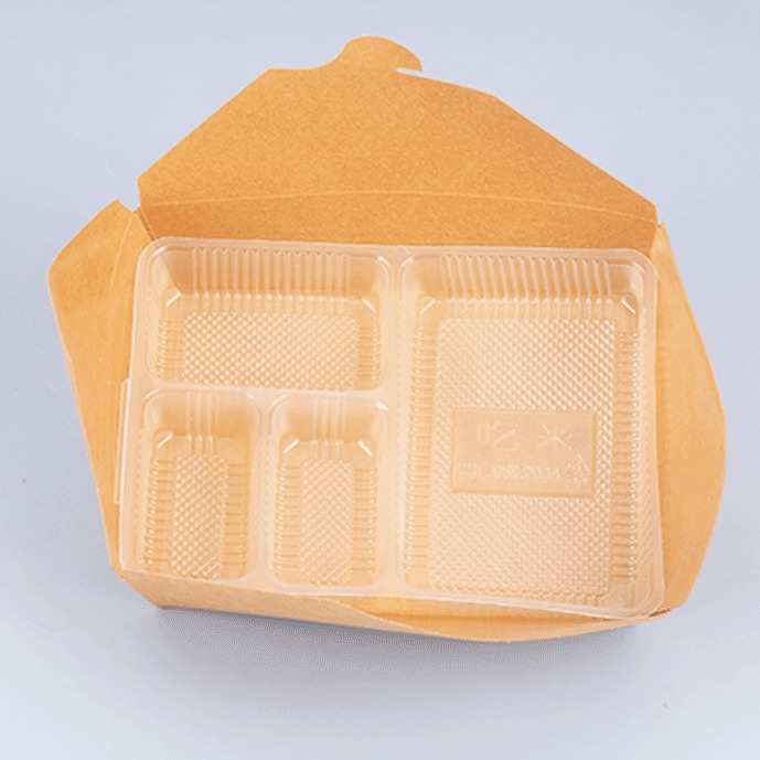 一次性餐盒 PP4格内衬塑料打包盒方形分格快餐餐盒批发