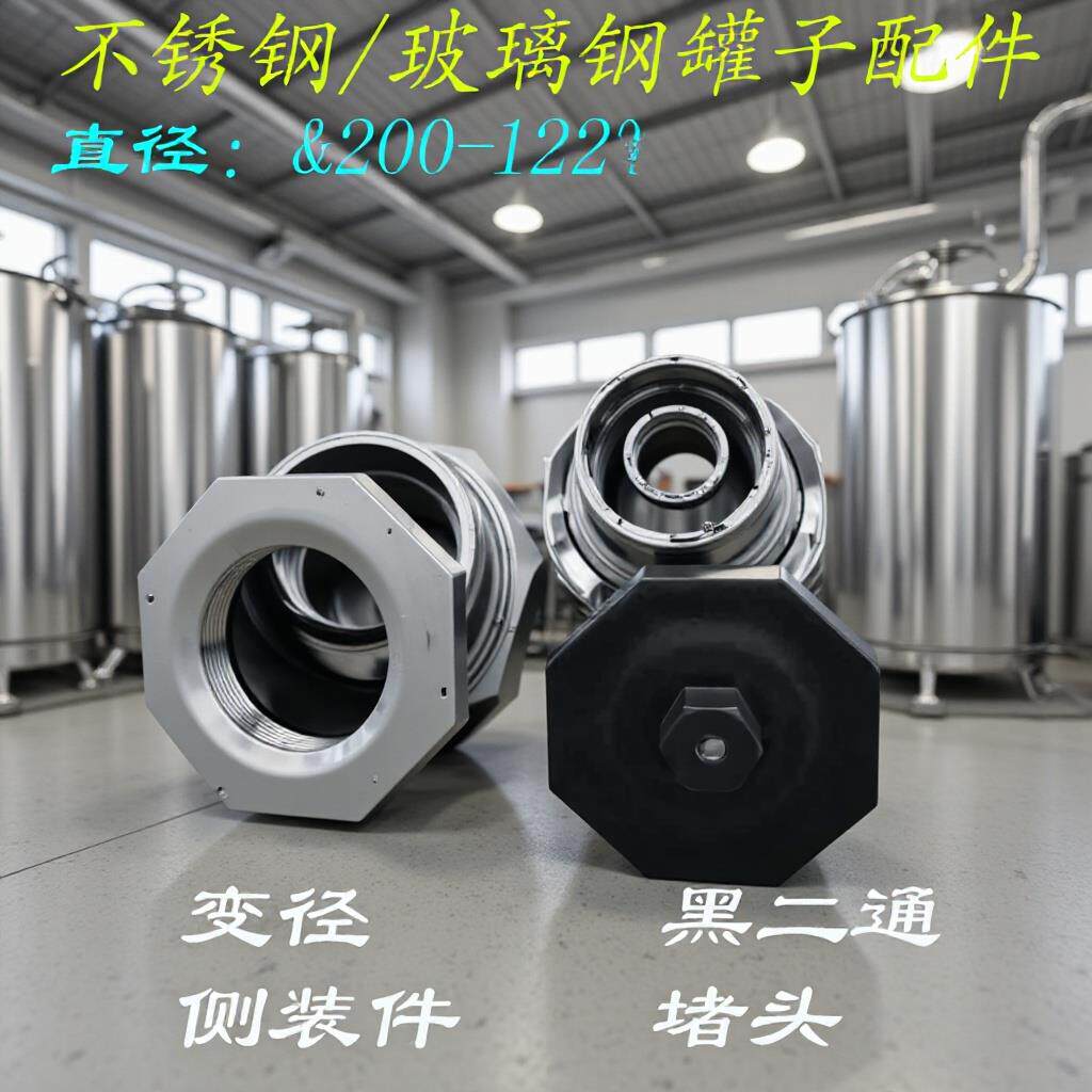 玻璃钢不锈钢多介质过滤器配件侧装件黑二通变径堵头2.5-4寸