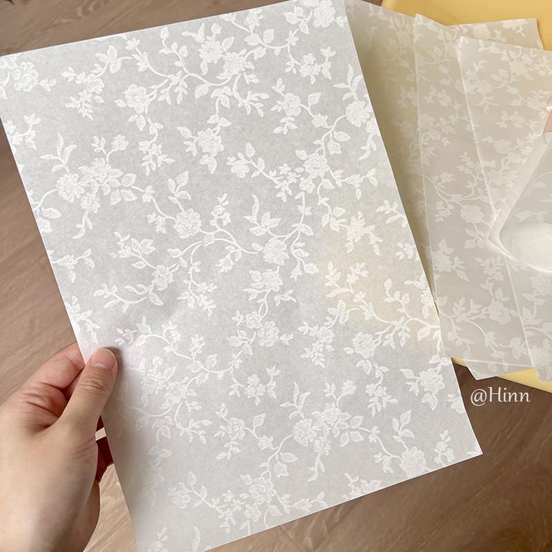 Hinn 仙仙的手账素材纸~半透明花花包装纸diy特种纸手写浪漫信纸