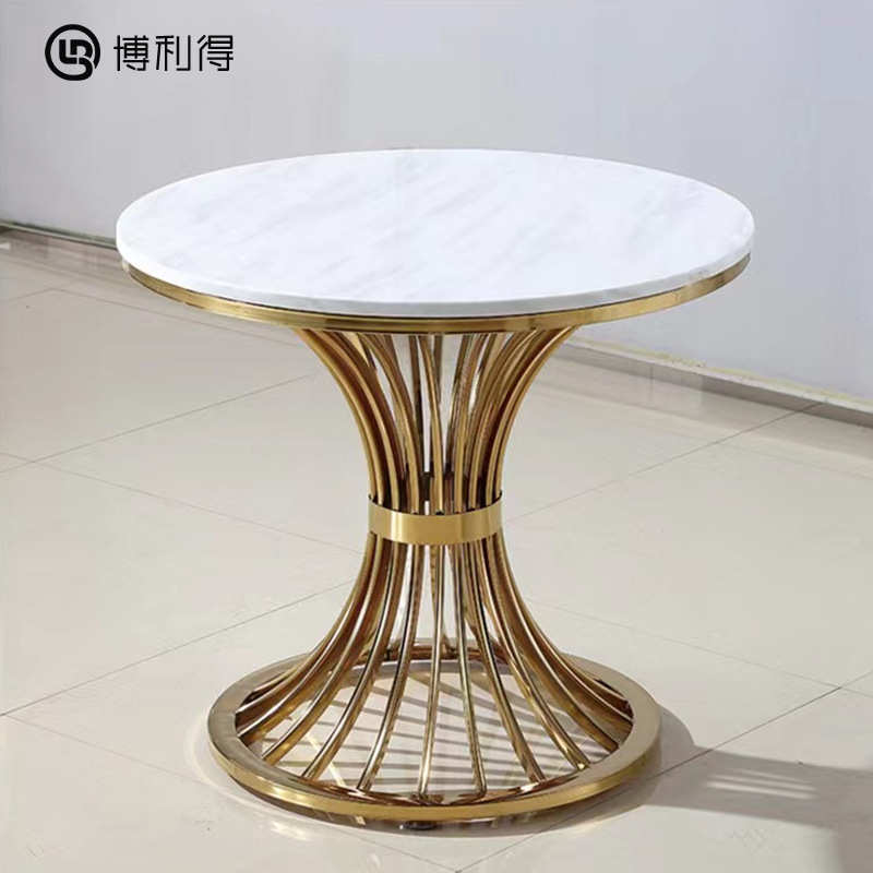 现代简约不锈钢角几边几大理石客厅书房家用中小户岩石型圆形角几