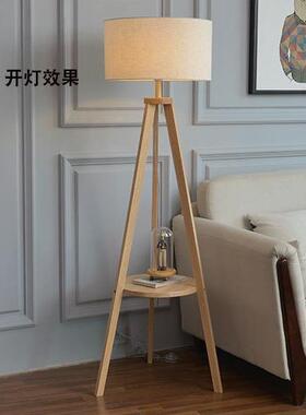 沙旁边的落地灯实木美复古卧室床头式柜置物MSD-034发台架一体灯