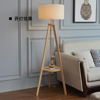 沙旁边的落地灯实木美复古卧室床头式柜置物MSD-034发台架一体灯