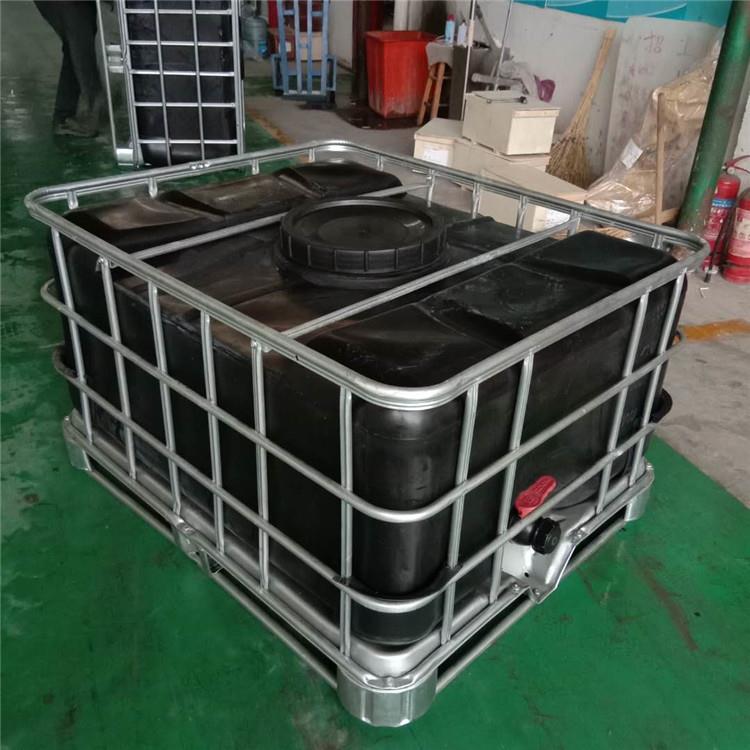 黑色大口径吨桶500L加厚pe塑料方桶带框架液体运输桶包装桶带盖
