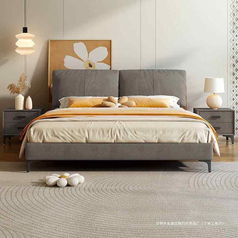 探仍布艺床现代简约床双人主大象耳朵床卧室科技布储物网红床