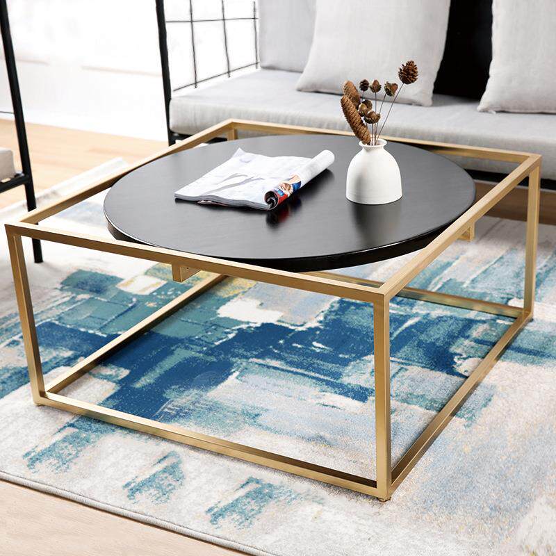 美式乡村客厅时尚铁艺实木圆形吧台茶几 家用小户型个性茶桌