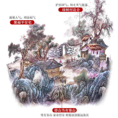 景德镇陶瓷器大师手绘山水画粉彩花瓶插花办公室中式装饰品摆件