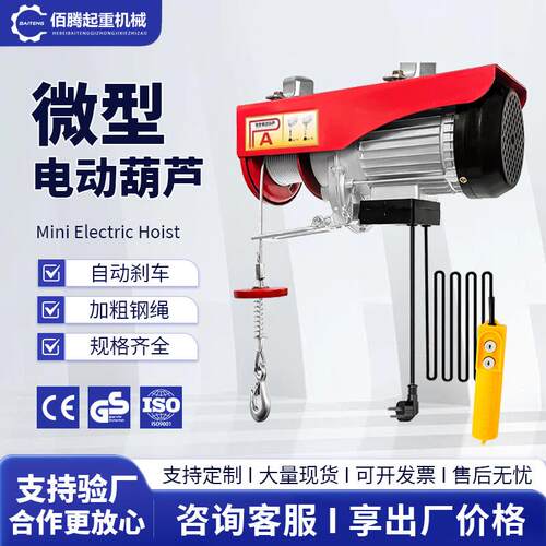 微型电动葫芦小吊机家用楼顶提升机220v小型遥控起重电葫芦