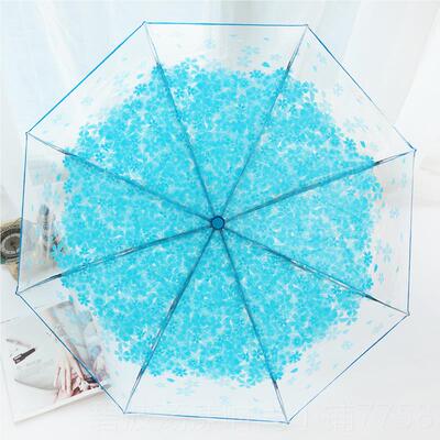 高档日系樱花柄in系s风森复古简约清小新学生网红长拱形透明雨伞