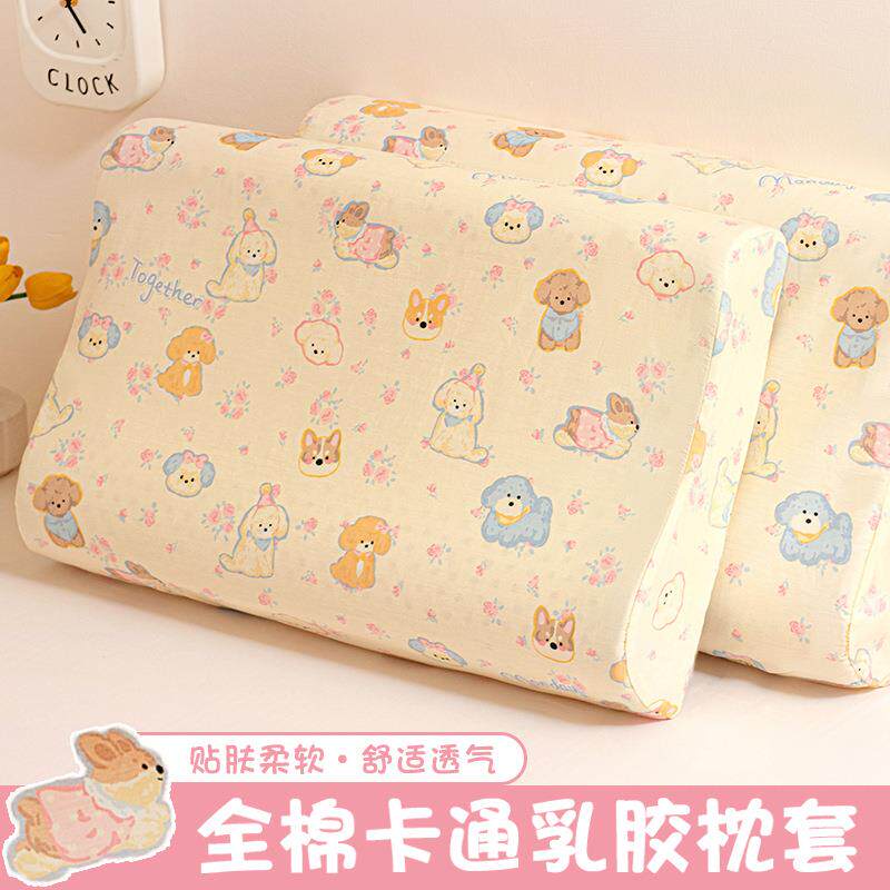 纯棉卡通儿童乳胶枕头套30X50一对装枕套40x60单个全棉枕芯内胆套