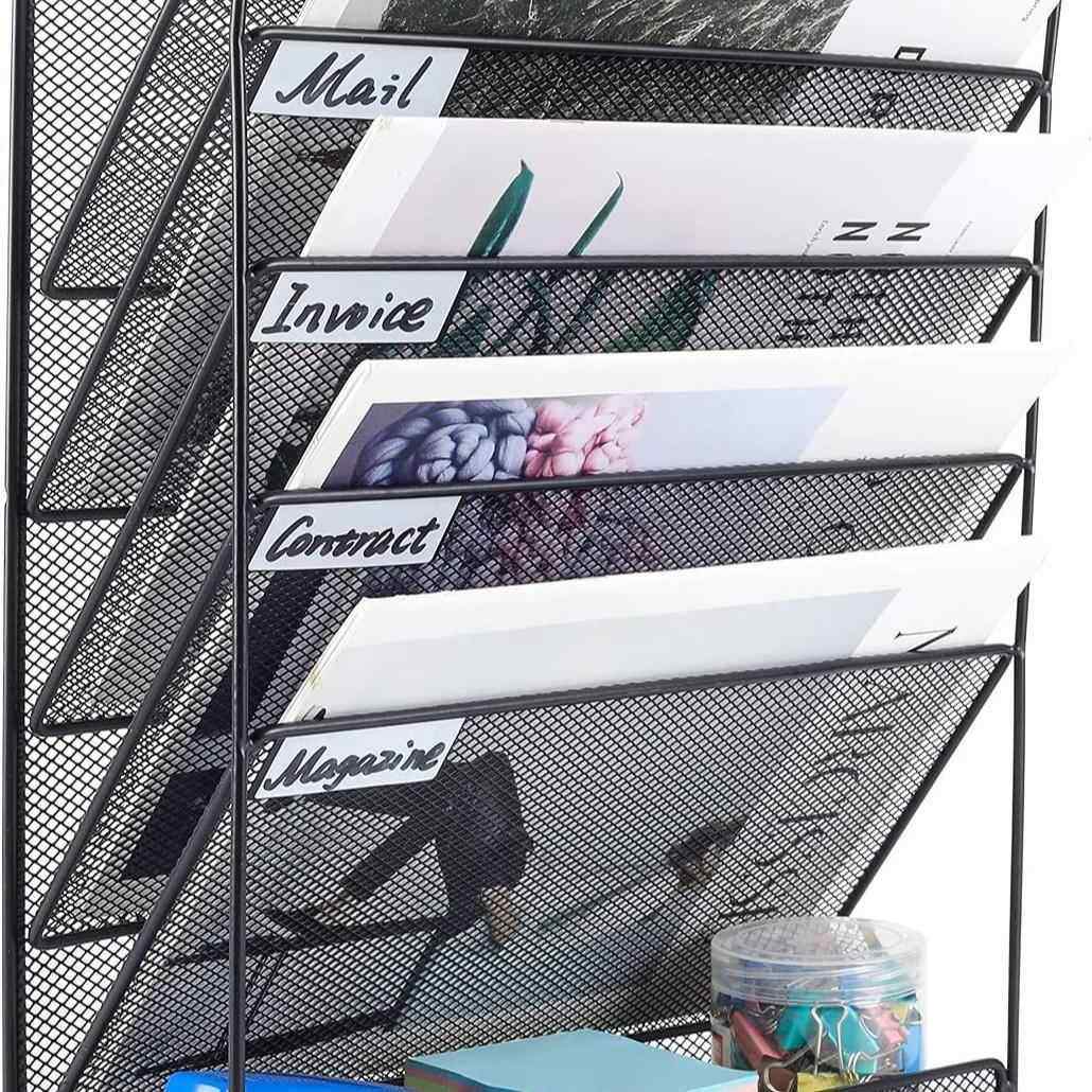 文件收纳架File铁艺桌面收纳架文件管理架办公用品壁挂铁网架