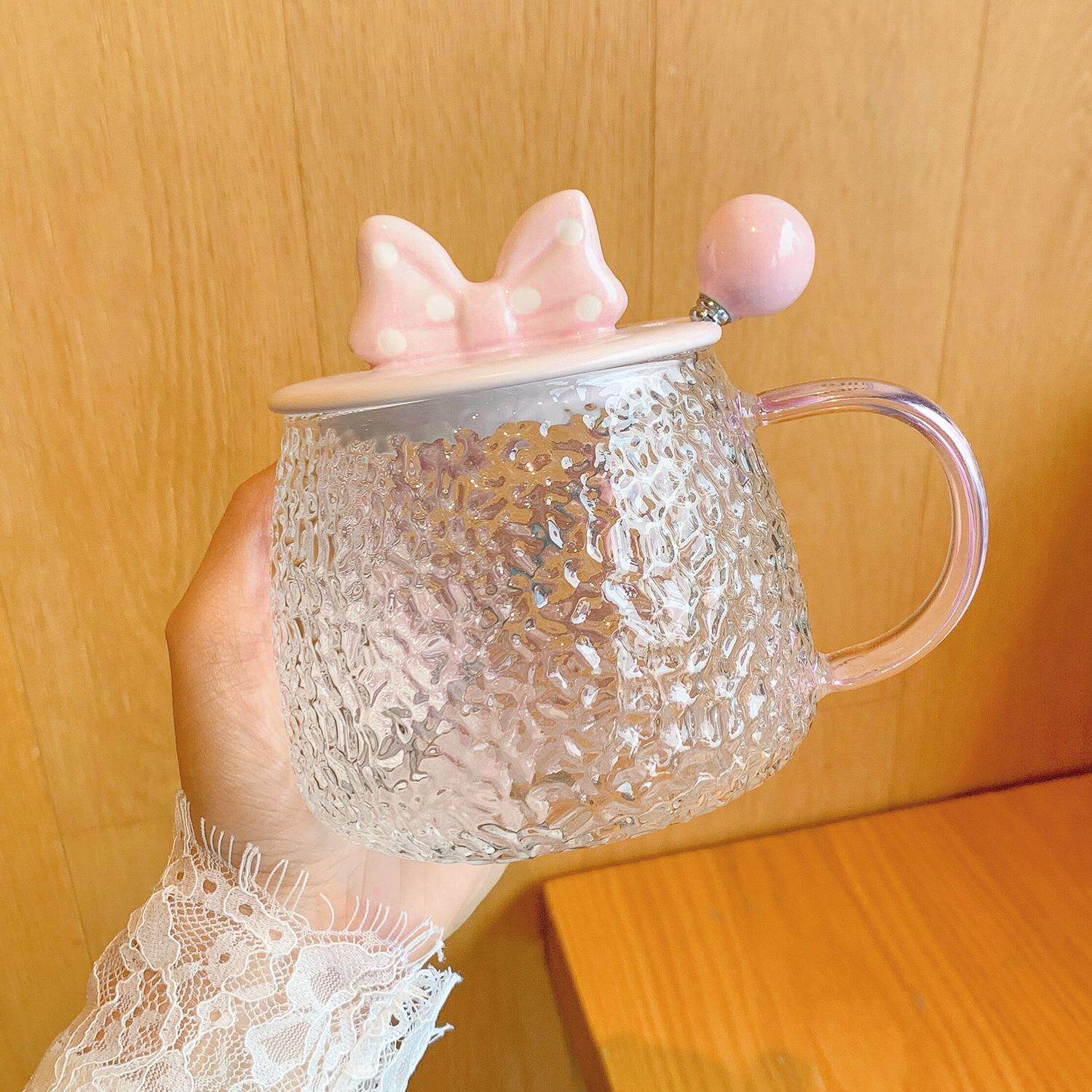ins风高颜值耐热玻璃杯子带盖带勺子马克杯女生办公室水杯咖啡杯