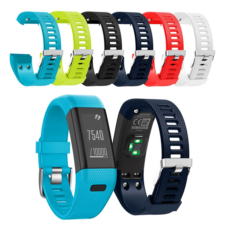适用佳明Garmin Vivosmart HR+硅胶分体式手环腕带黑色运动手表带