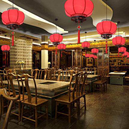 新中式红色灯笼吊灯仿古餐厅走廊过道门厅宫灯现代中国风婚庆吊灯