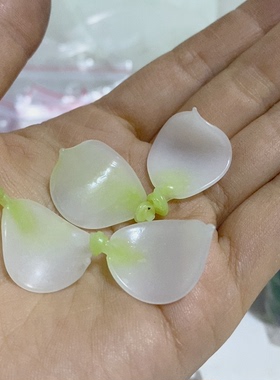 老料器花瓣汉服发簪绿根y063沾尖20片Q-11