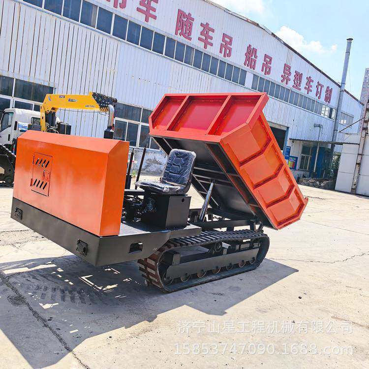 载5吨履带运输车大马力四缸发动机自卸车U型斗混凝土泥地转运机