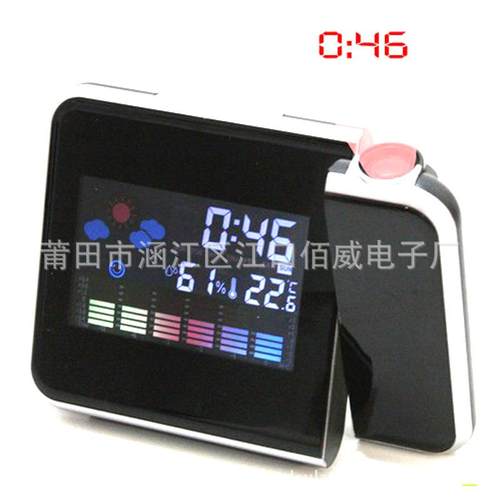 数字电子投影闹钟天气测量湿度投影贪睡多功能电子礼品时钟