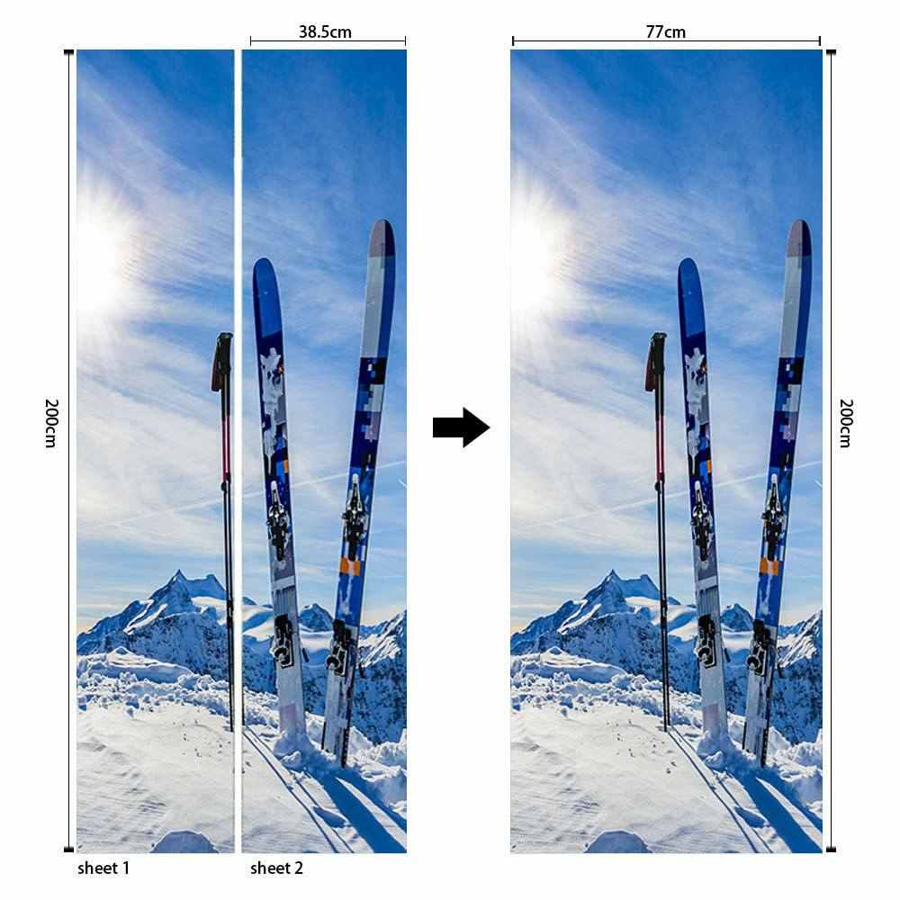 卧室贴门粘装饰墙自贴纸贴客厅3d货源巨滑雪板  现代 创pvc