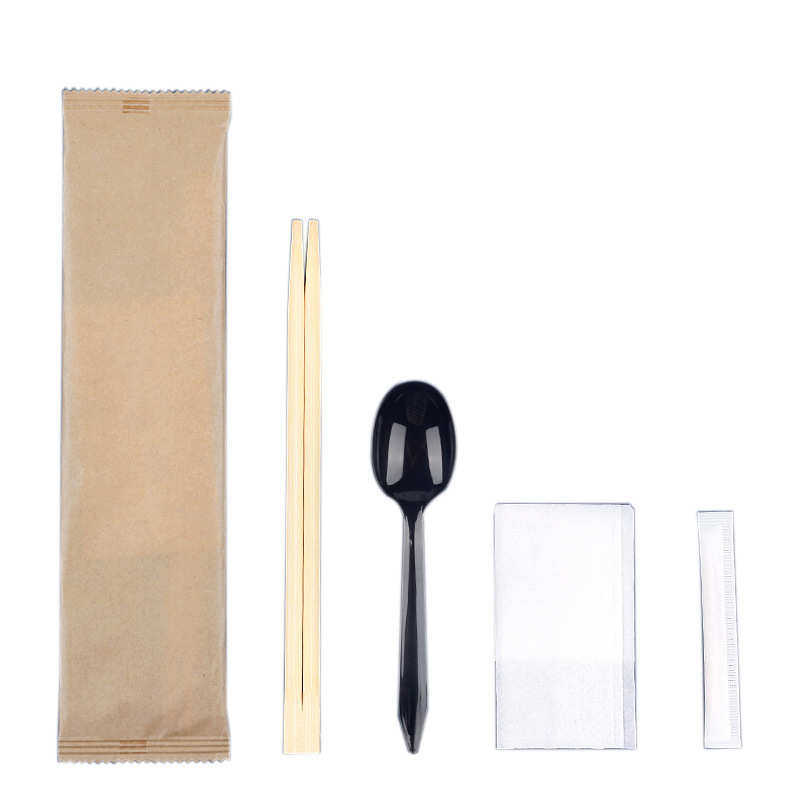 一次性筷子四件套餐具套装牛皮纸外卖餐具包套装四合一可定制logo