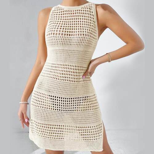 Women'S Plain Hollow Out Tank Dress Womenswear Casual Loose