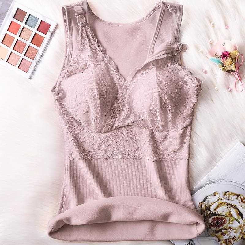 新款直销冬季女士哺乳保暖背心加厚加绒喂奶母乳期产后收腹内衣保
