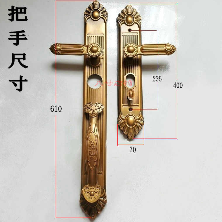 双开门对开门锁别墅大门进户门把手防盗门大拉手锌合金仿铜门锁把