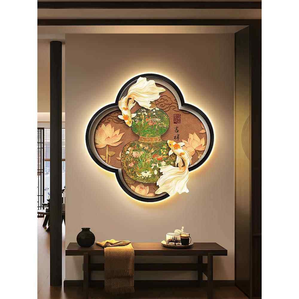 新中国风葫芦入口装饰画法式覆古入口梅花形壁画锦鲤假窗轻挂画,家居饰品,现代装饰画,淘宝优惠券,粉丝福利购,淘宝优惠卷