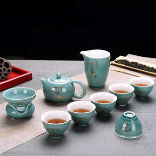 泡茶专用茶具家用陶瓷茶壶茶杯高端礼盒装 德化白青瓷功夫茶具套装