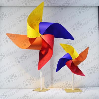 意手LVA工电风车幼儿园儿童节橱窗道具彩色型大场动景布置风车创