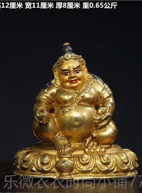 新款纯铜彩绘黄神仿铜器佛像藏佛家财居堂供奉供佛佛装饰品工艺摆