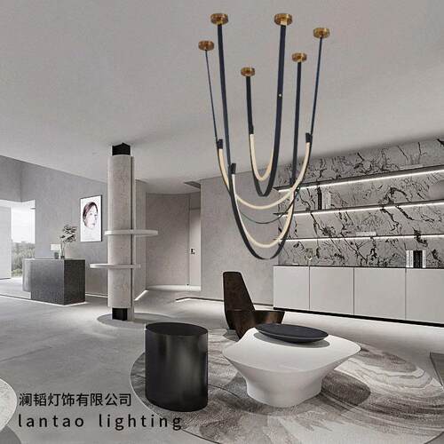 皮带吊灯展厅挑高吊灯复式别墅楼梯样板房客厅造型吊灯