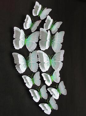 补洞眼墙贴遮丑彩色蝴蝶立体墙面装饰蝴蝶工艺品蝴蝶流光溢彩双层