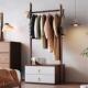 创意实木衣帽架落地立式 家用卧室简约双抽屉多功能置物收纳挂衣架