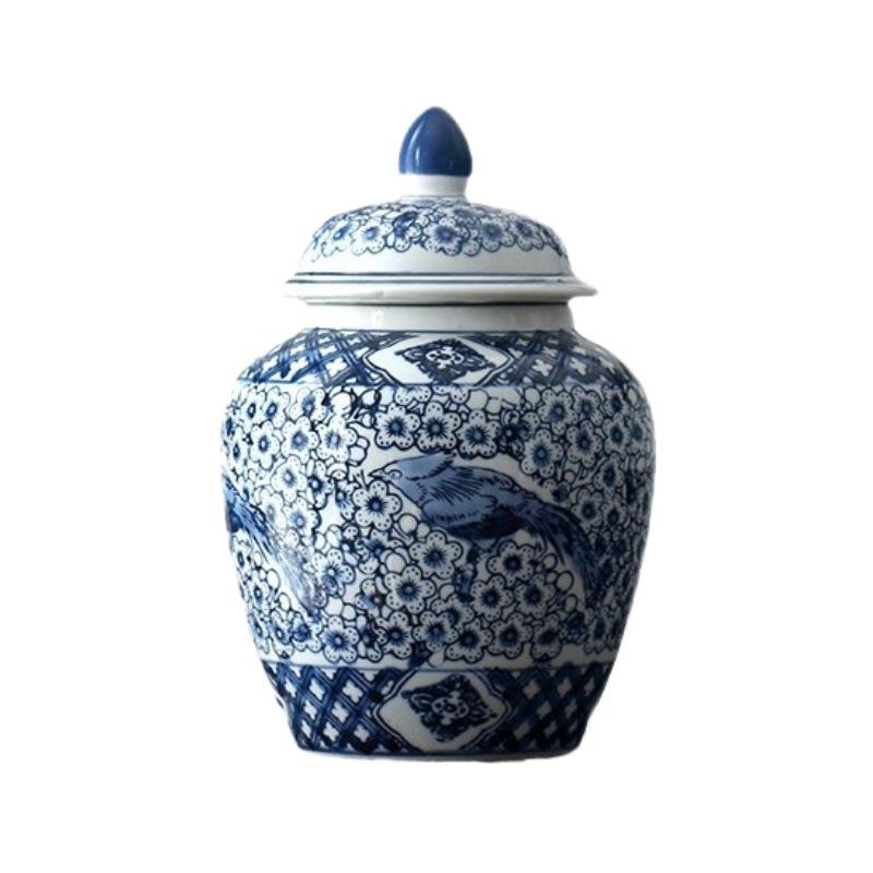 景德镇仿古青花瓷花瓶插花客厅装饰喜鹊梅花陶瓷储物罐商务礼品