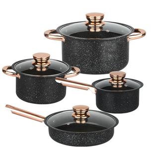 锅具酒店麦饭石锅具四套装 外贸8pcs不锈钢锅具套装 厨房套装