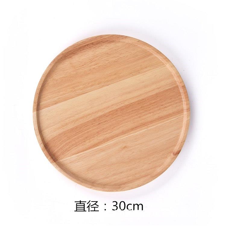 日式橡胶木木盘披萨大圆盘厚实水果小吃点心盘子实木茶盘