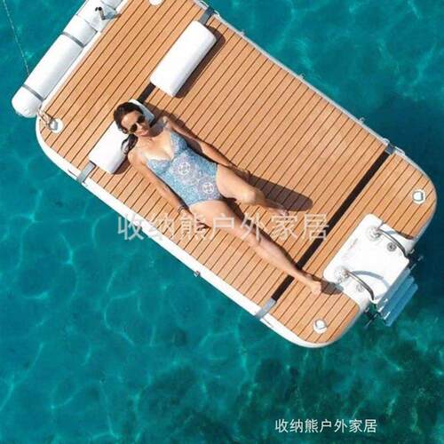 海上游泳充气浮台魔毯水上钓鱼充气浮排可折叠钓鱼浮床划水浮板女