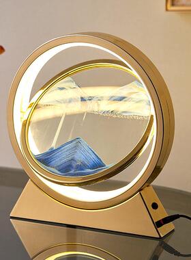 轻奢流沙画台灯创意解压氛围灯卧室床头灯客厅酒柜高级感装饰摆件