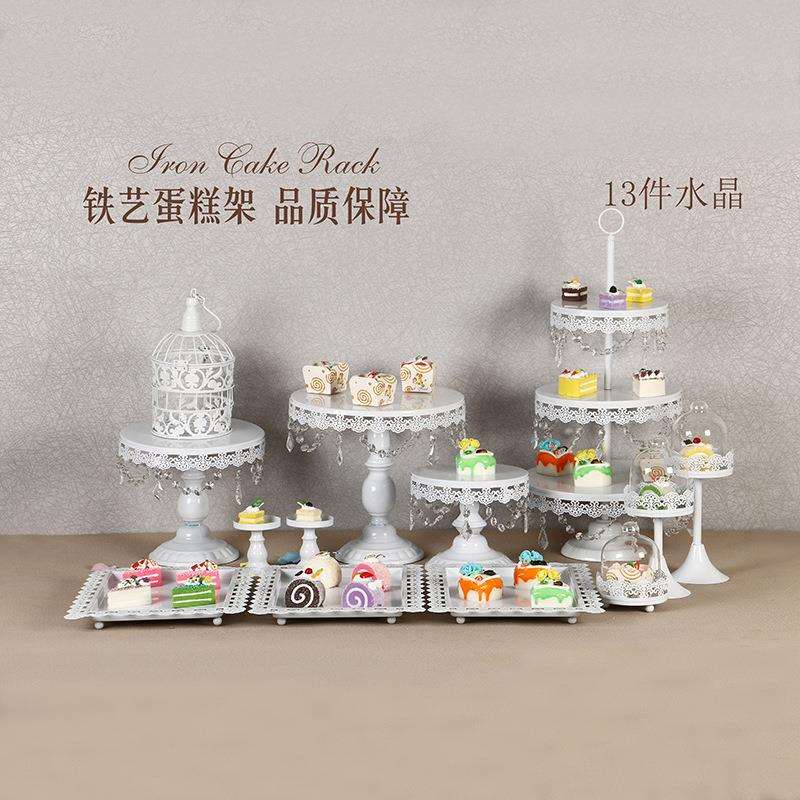 跨境热卖欧式三层铁艺蛋糕架 婚庆水果篮架点心架蛋糕塔