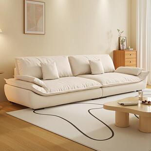 奶油风猫抓布艺沙发真皮沙发客厅小户型现代简约双人直排帆船沙发